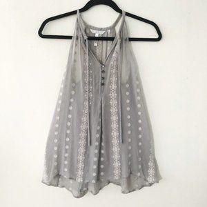 Anthropologie Zoa Sheer Embroidered Tank